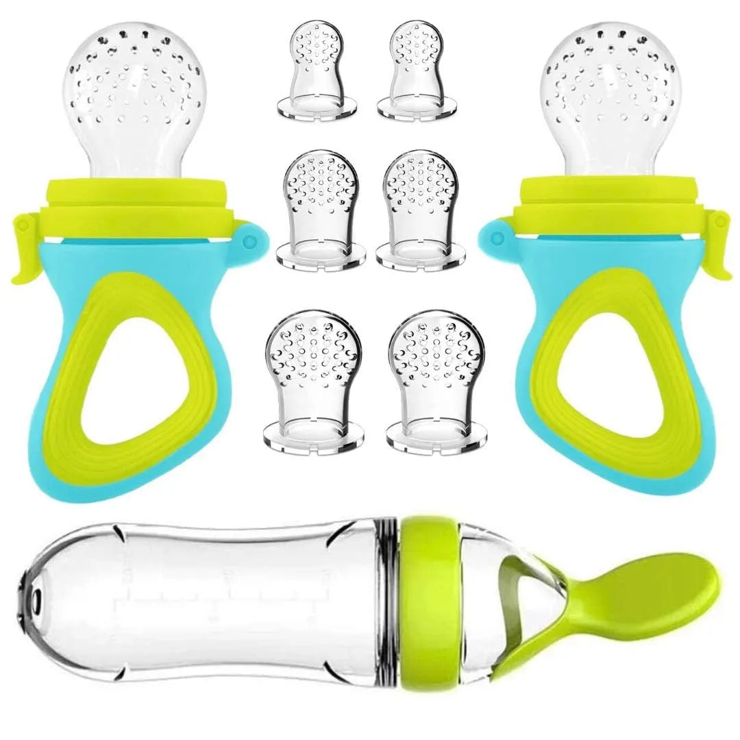 Biberon cuillère + 2 sucettes pour bébé (6 tétines)