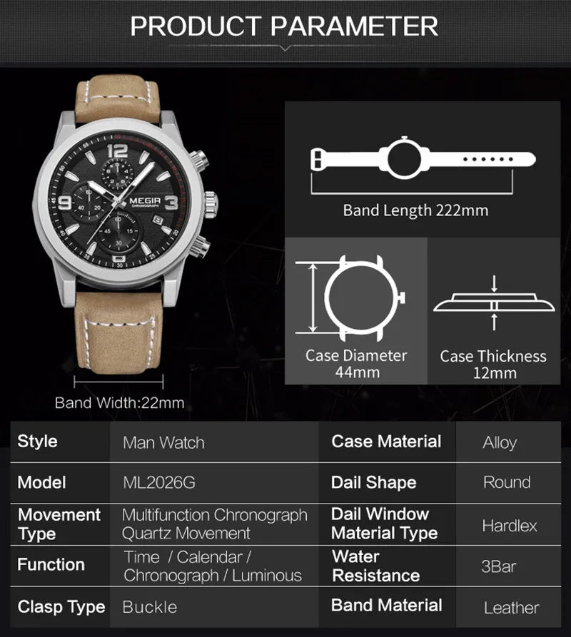 Montre en Cuir Premium  MEGIR As