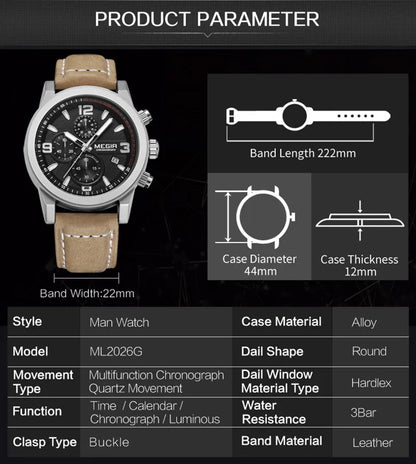 Montre en Cuir Premium  MEGIR As